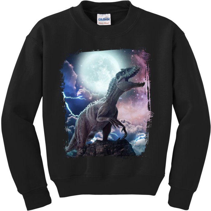Lightning Moon Galaxy Trex Dinosaur Kids Sweatshirt