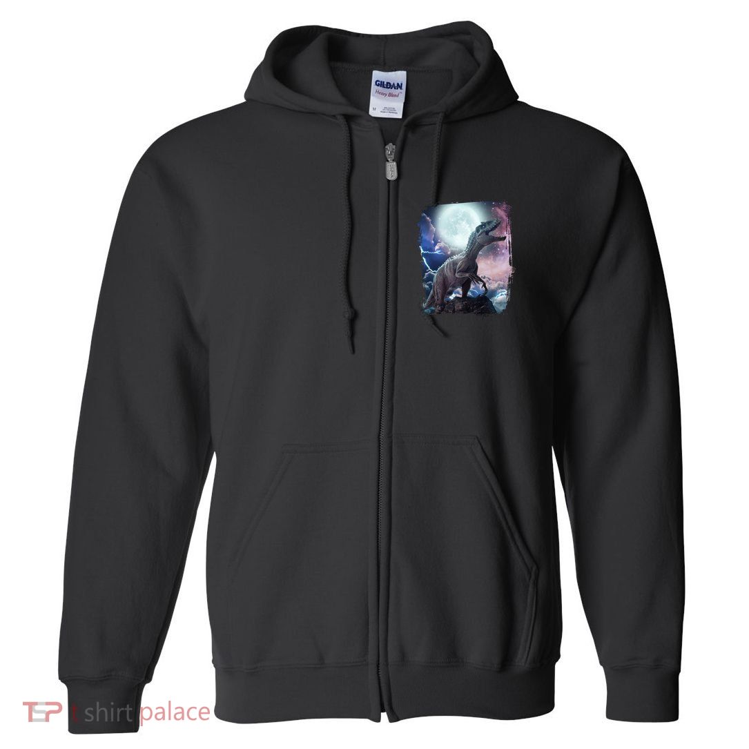 Lightning Moon Galaxy Trex Dinosaur Full Zip Hoodie
