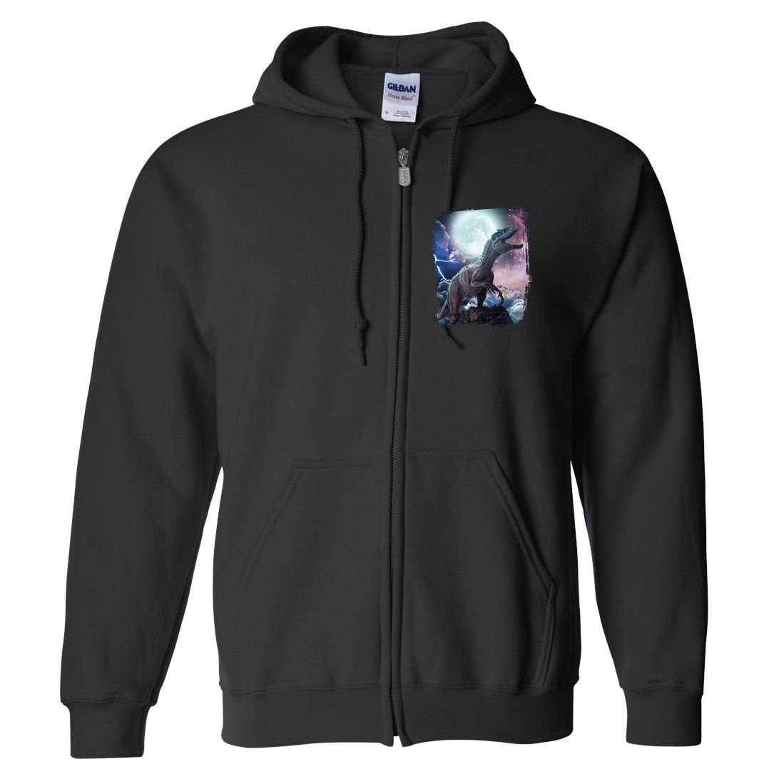 Lightning Moon Galaxy Trex Dinosaur Full Zip Hoodie