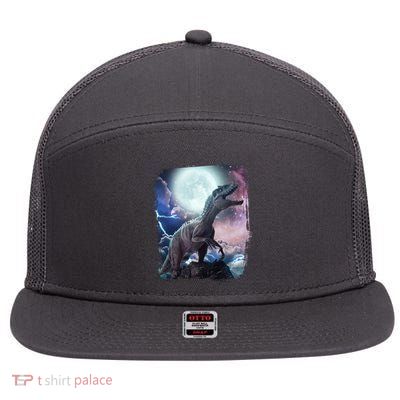 Lightning Moon Galaxy Trex Dinosaur 7 Panel Mesh Trucker Snapback Hat