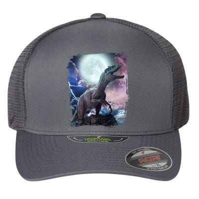 Lightning Moon Galaxy Trex Dinosaur Flexfit Unipanel Trucker Cap