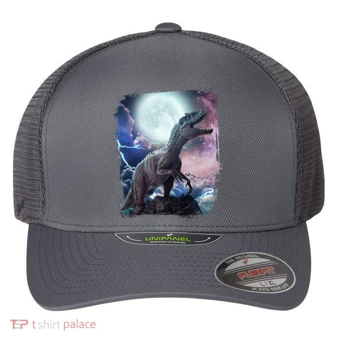 Lightning Moon Galaxy Trex Dinosaur Flexfit Unipanel Trucker Cap