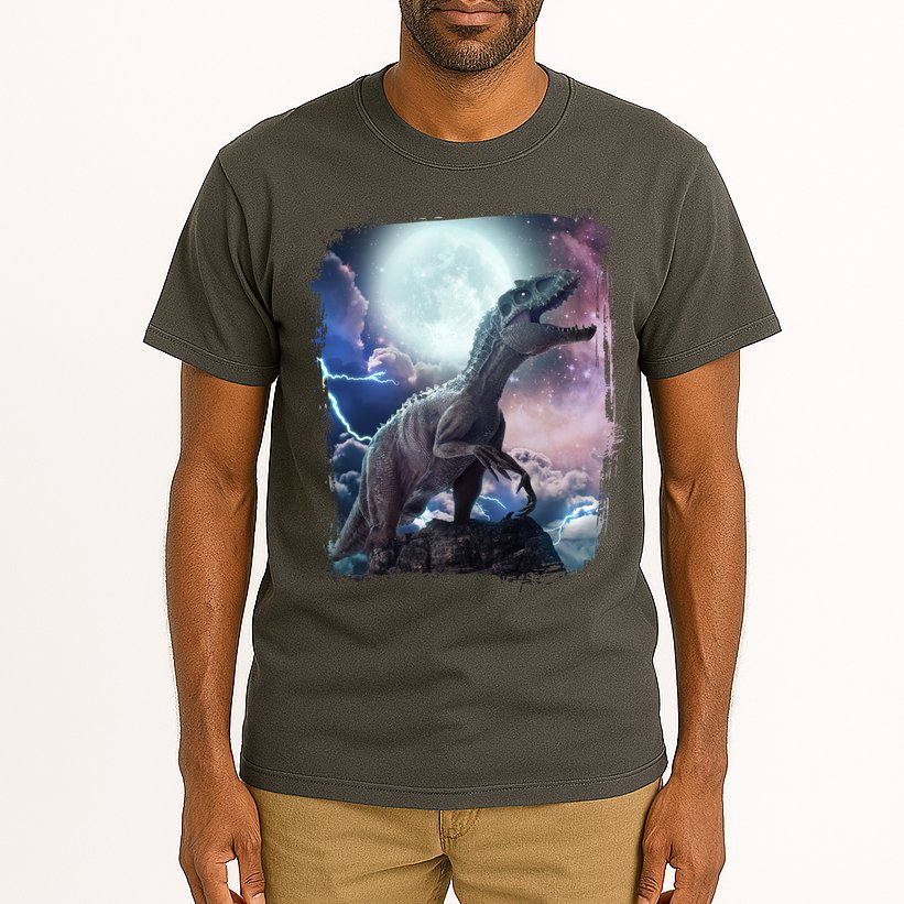 Lightning Moon Galaxy Trex Dinosaur Tall T-Shirt