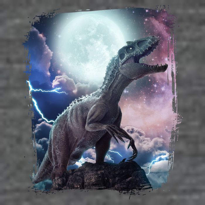Lightning Moon Galaxy Trex Dinosaur Button