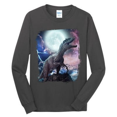 Lightning Moon Galaxy Trex Dinosaur Tall Long Sleeve T-Shirt