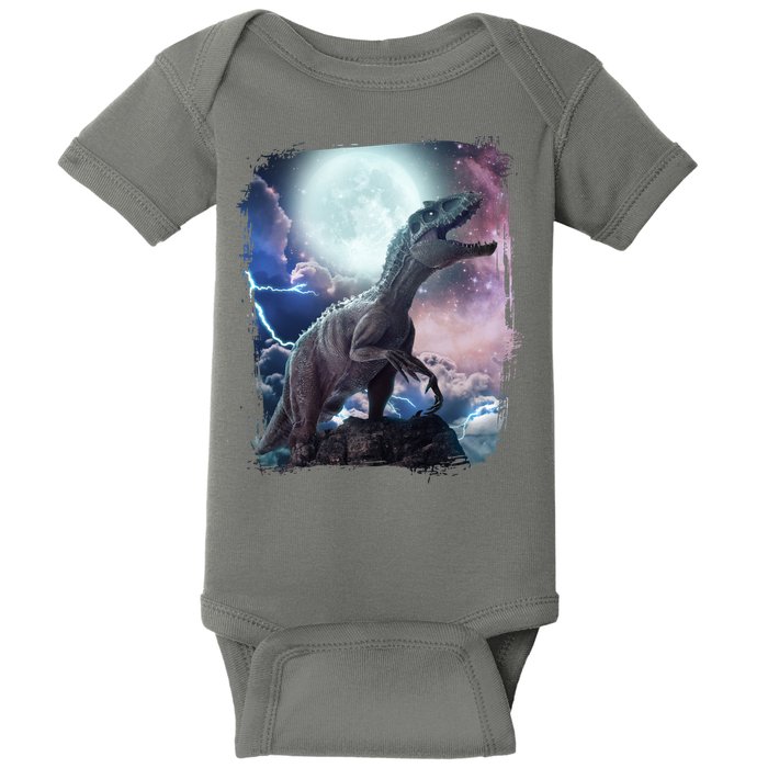Lightning Moon Galaxy Trex Dinosaur Baby Bodysuit