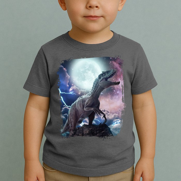 Lightning Moon Galaxy Trex Dinosaur Toddler T-Shirt