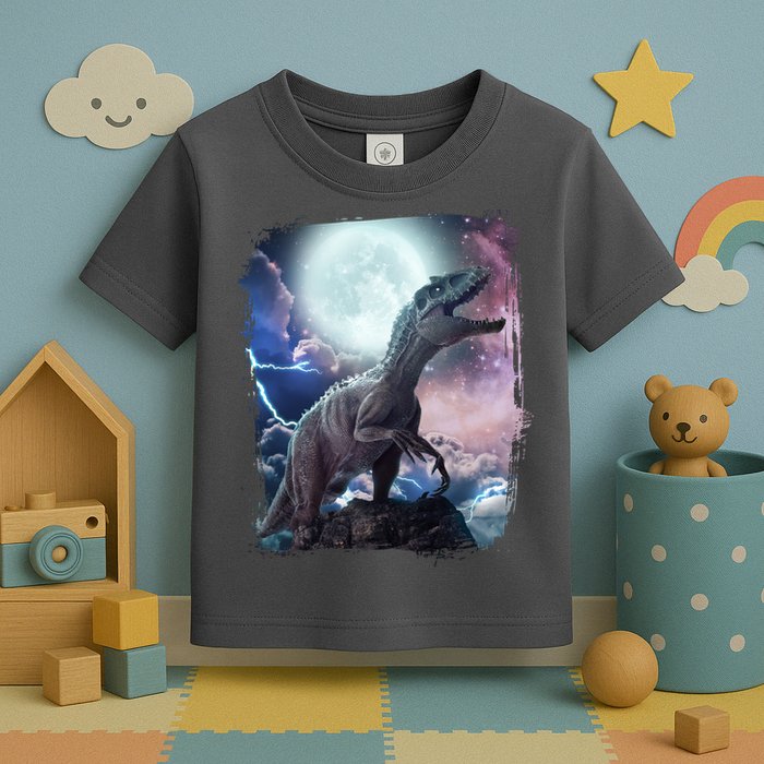 Lightning Moon Galaxy Trex Dinosaur Toddler T-Shirt