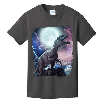 Lightning Moon Galaxy Trex Dinosaur Kids T-Shirt