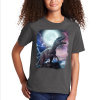 Lightning Moon Galaxy Trex Dinosaur Kids T-Shirt