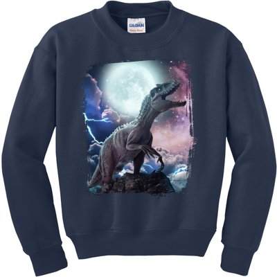 Lightning Moon Galaxy Trex Dinosaur Kids Sweatshirt