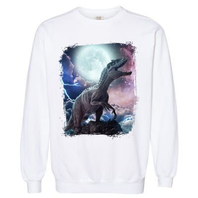 Lightning Moon Galaxy Trex Dinosaur Garment-Dyed Sweatshirt