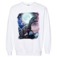 Lightning Moon Galaxy Trex Dinosaur Garment-Dyed Sweatshirt