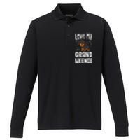 Love My Grand Weenie Dachshund Granddog Grandma Grandpa Performance Long Sleeve Polo