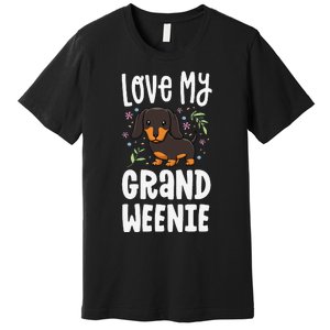 Love My Grand Weenie Dachshund Granddog Grandma Grandpa Premium T-Shirt