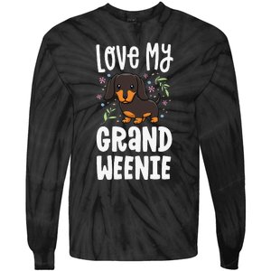 Love My Grand Weenie Dachshund Granddog Grandma Grandpa Tie-Dye Long Sleeve Shirt