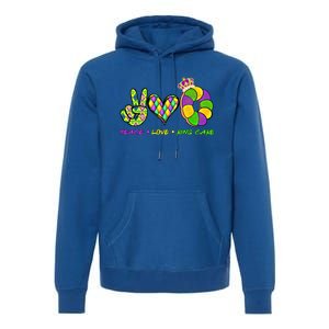 Let's Mardi Gras Love Y'all Celebrating Peace King Cake Funny Gift Premium Hoodie