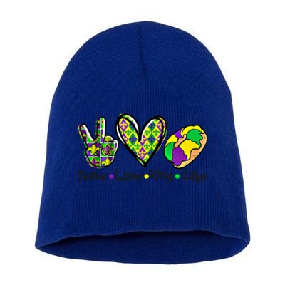 Let's Mardi Gras Peace King Cake Gift Short Acrylic Beanie