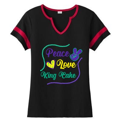 Let's Mardi Gras Y'all Peace King Cake Gift Ladies Halftime Notch Neck Tee