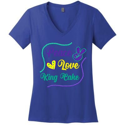 Let's Mardi Gras Y'all Peace King Cake Gift Women's V-Neck T-Shirt