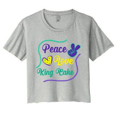 Let's Mardi Gras Y'all Peace King Cake Gift Women's Crop Top Tee