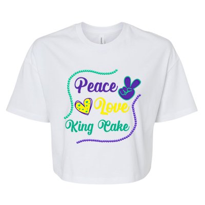 Let's Mardi Gras Y'all Peace King Cake Gift Bella+Canvas Jersey Crop Tee