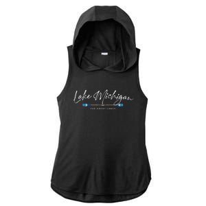 Lake Michigan Great Lakes Oars Graphic Ladies PosiCharge Tri-Blend Wicking Draft Hoodie Tank