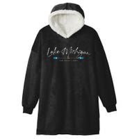 Lake Michigan Great Lakes Oars Graphic Hooded Wearable Blanket