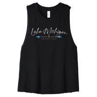 Lake Michigan Great Lakes Oars Graphic Women's Racerback Cropped Tank