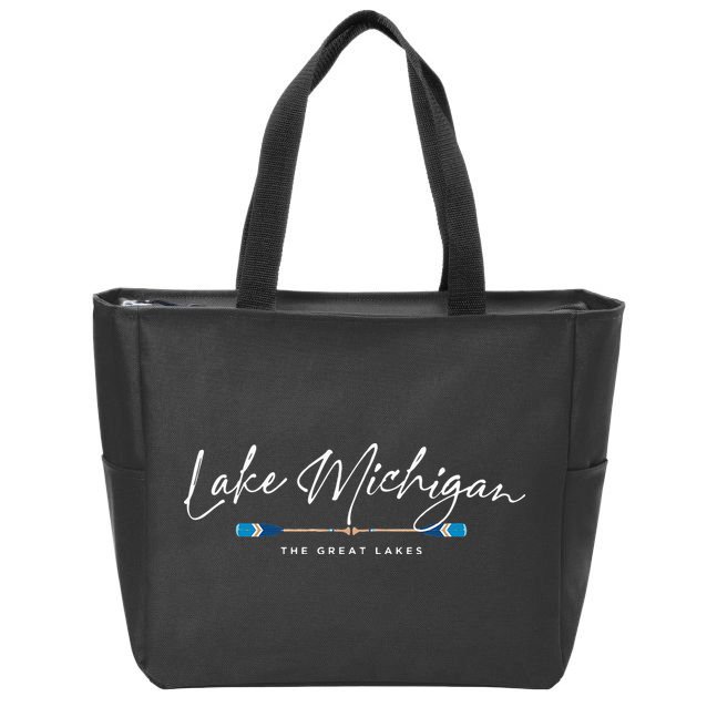 Lake Michigan Great Lakes Oars Graphic Zip Tote Bag