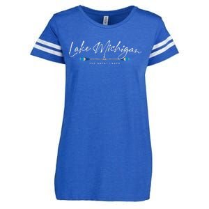 Lake Michigan Great Lakes Oars Graphic Enza Ladies Jersey Football T-Shirt