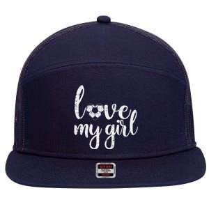 Love My Girl Soccer Cute Football Sports Mom Dad Boyfriend 7 Panel Mesh Trucker Snapback Hat