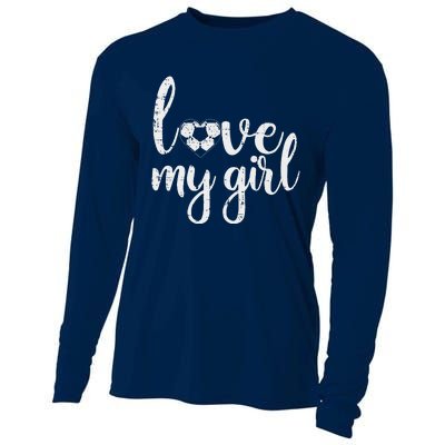 Love My Girl Soccer Cute Football Sports Mom Dad Boyfriend Cooling Performance Long Sleeve Crew