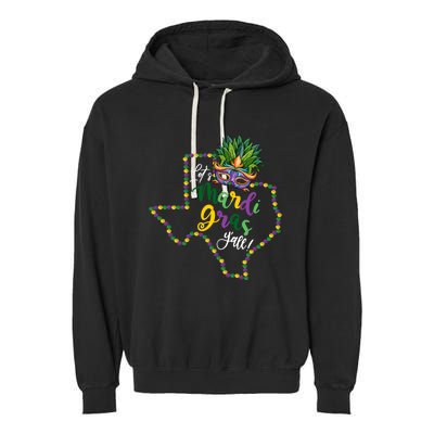 LetS Mardi Gras YAll Texas Souvenir Gift Garment-Dyed Fleece Hoodie