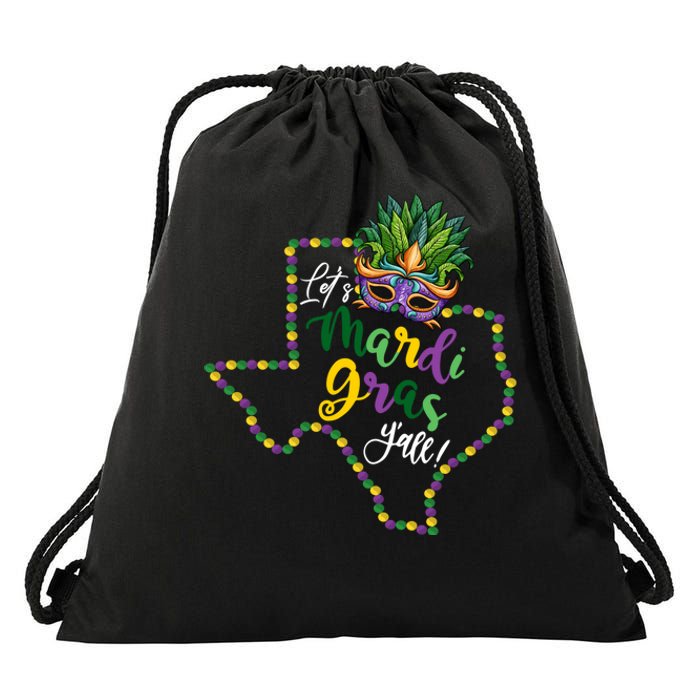 LetS Mardi Gras YAll Texas Souvenir Gift Drawstring Bag