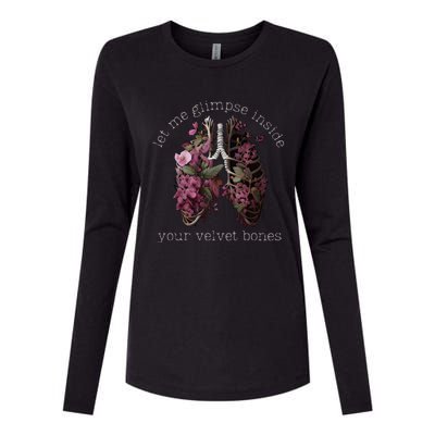 Let Me Glimpse Inside Your Velvet Bones Lung Wildflowers Womens Cotton Relaxed Long Sleeve T-Shirt