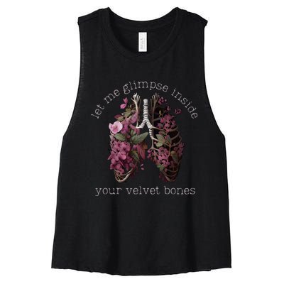 Let Me Glimpse Inside Your Velvet Bones Lung Wildflowers Women's Racerback Cropped Tank