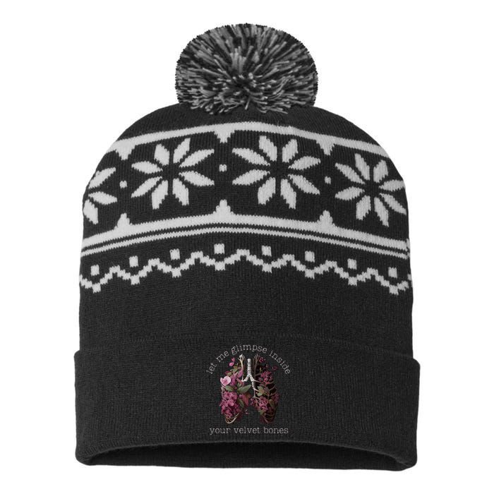 Let Me Glimpse Inside Your Velvet Bones Lung Wildflowers USA-Made Snowflake Beanie