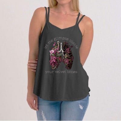 Let Me Glimpse Inside Your Velvet Bones Lung Wildflowers Women's Strappy Tank