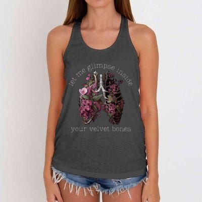 Let Me Glimpse Inside Your Velvet Bones Lung Wildflowers Women's Knotted Racerback Tank