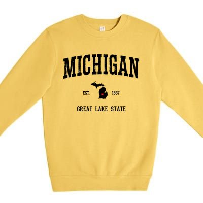 Love Michigan Great Lake State MI Est 1837 Home Premium Crewneck Sweatshirt