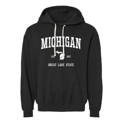 Love Michigan Great Lake State MI Est 1837 Home Garment-Dyed Fleece Hoodie