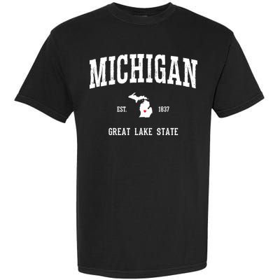 Love Michigan Great Lake State MI Est 1837 Home Garment-Dyed Heavyweight T-Shirt
