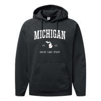 Love Michigan Great Lake State MI Est 1837 Home Performance Fleece Hoodie