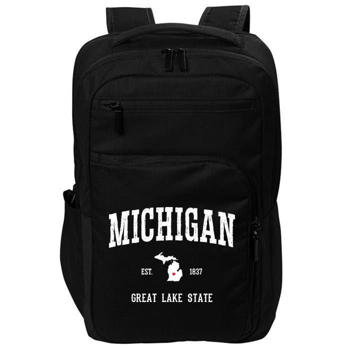 Love Michigan Great Lake State MI Est 1837 Home Impact Tech Backpack