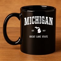 Love Michigan Great Lake State MI Est 1837 Home 11oz C Handle Ceramic Mug