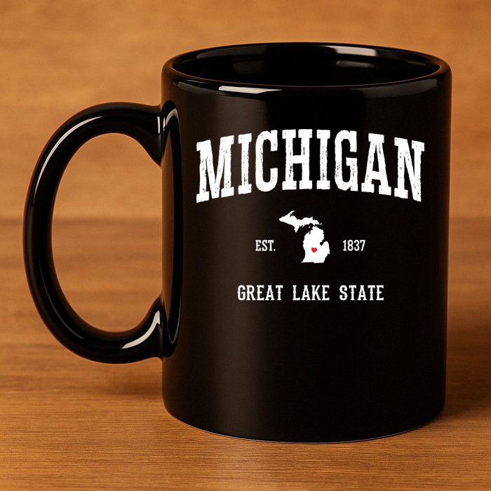 Love Michigan Great Lake State MI Est 1837 Home 11oz C Handle Ceramic Mug