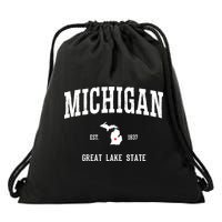 Love Michigan Great Lake State MI Est 1837 Home Drawstring Bag