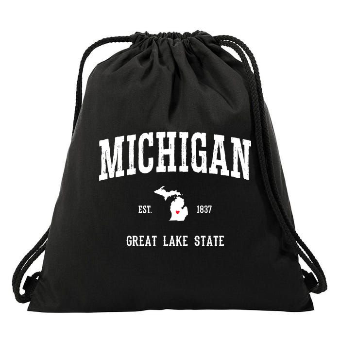 Love Michigan Great Lake State MI Est 1837 Home Drawstring Bag