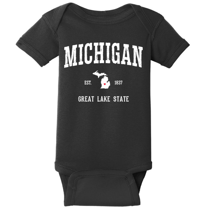 Love Michigan Great Lake State MI Est 1837 Home Baby Bodysuit